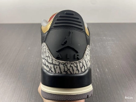 Bmlin Shoes Jordan CK9246- Retro 3 Black Gold 3832 Cement SoftTouch 1014